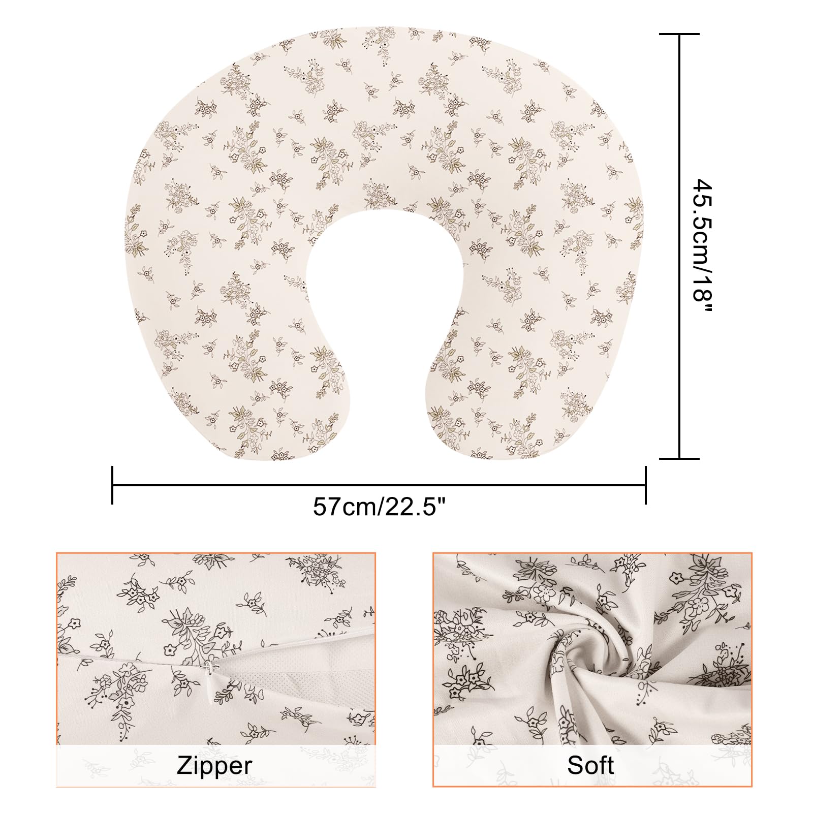 Federe Per Cuscino Allattamento Winmany - Confezione Da 2, Lavabili, Con Cerniera, 57x45.5 Cm