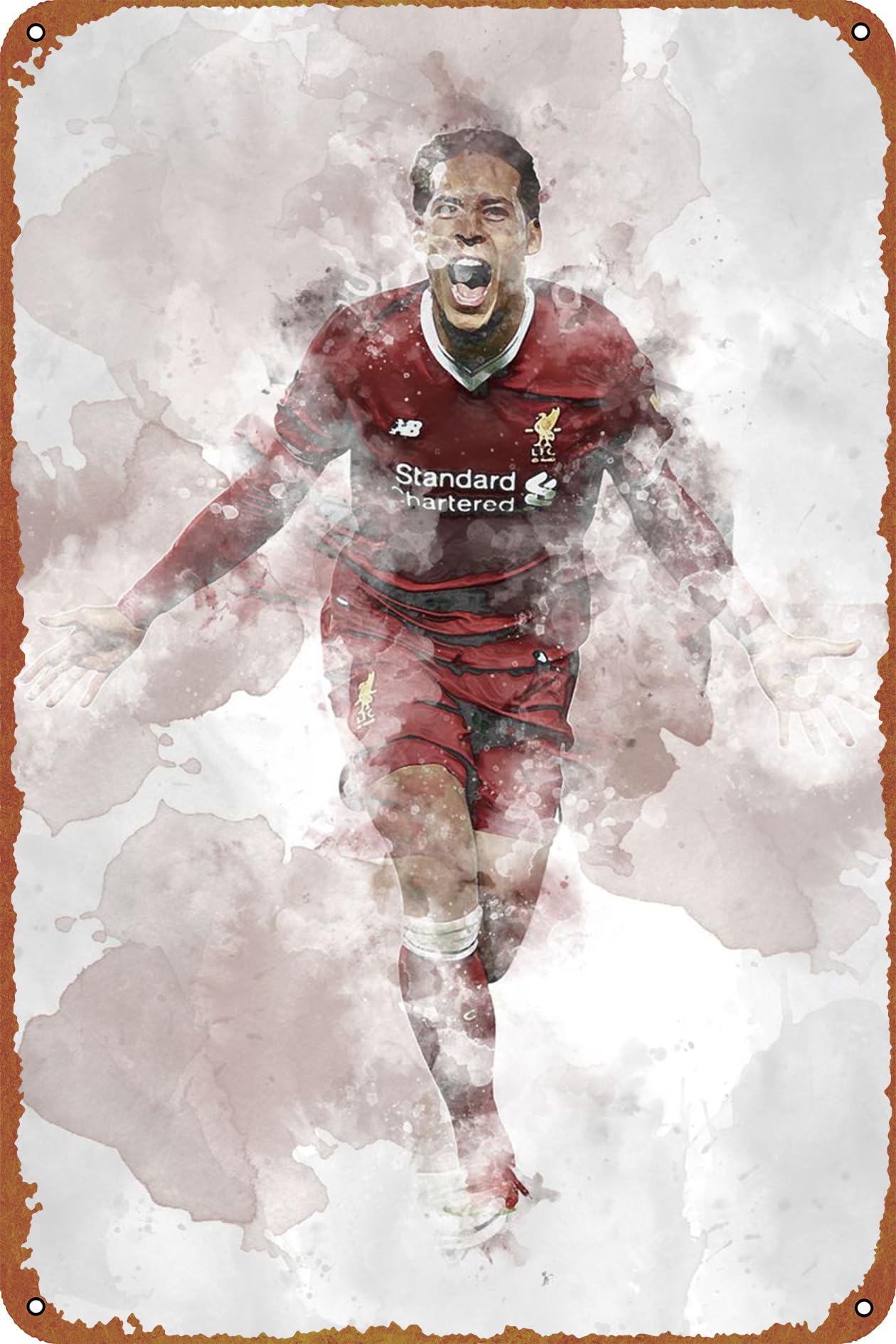 Virgil Van Dijk poster Poster Vintage Tin Sign for Bar Office Home Wall Decor Gift Retro Metal Sign 12 X 8 inch