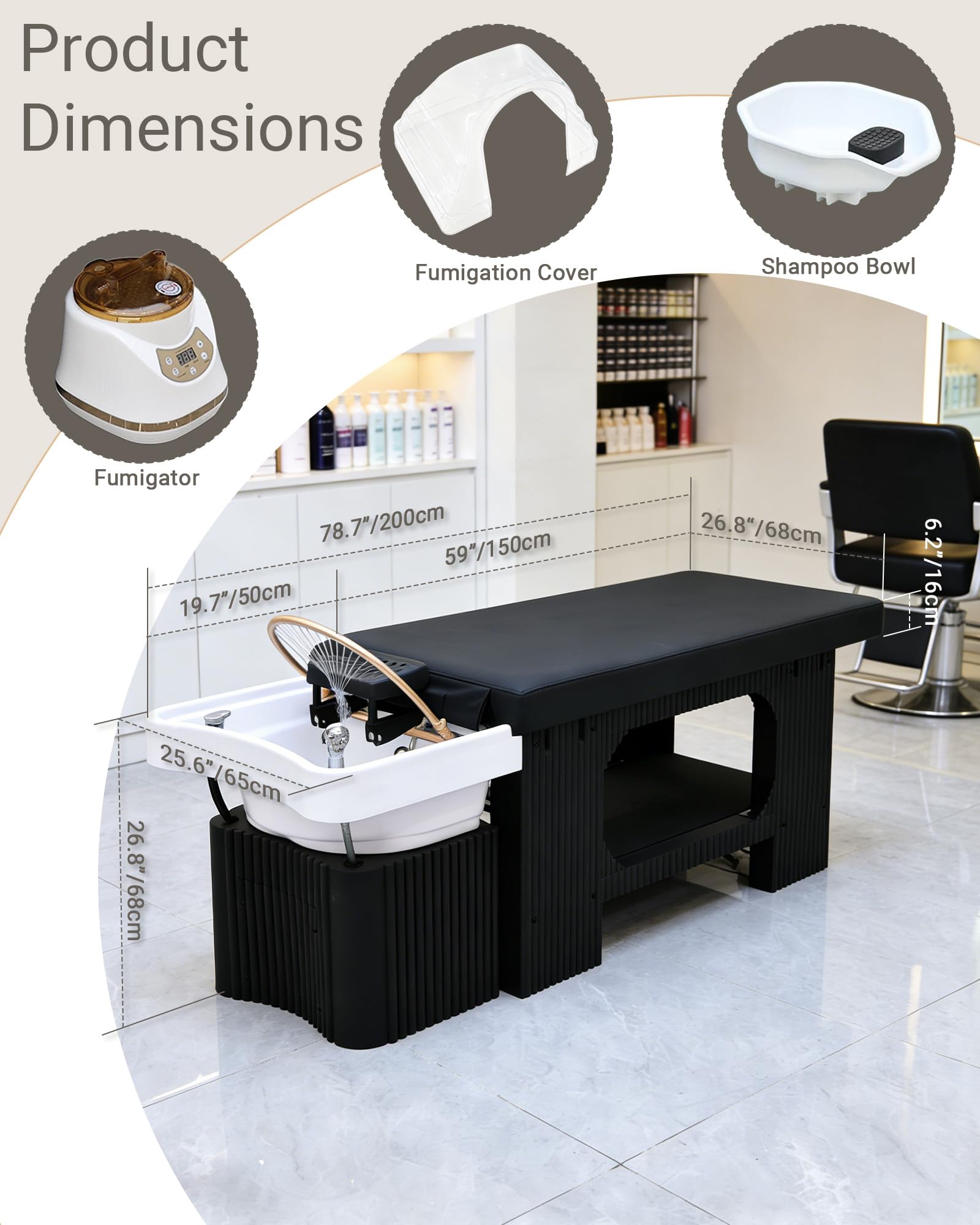 Kopf-Spa-Liege mit Wasserzirkulation und Begasung für Schönheitssalons und Friseursalons