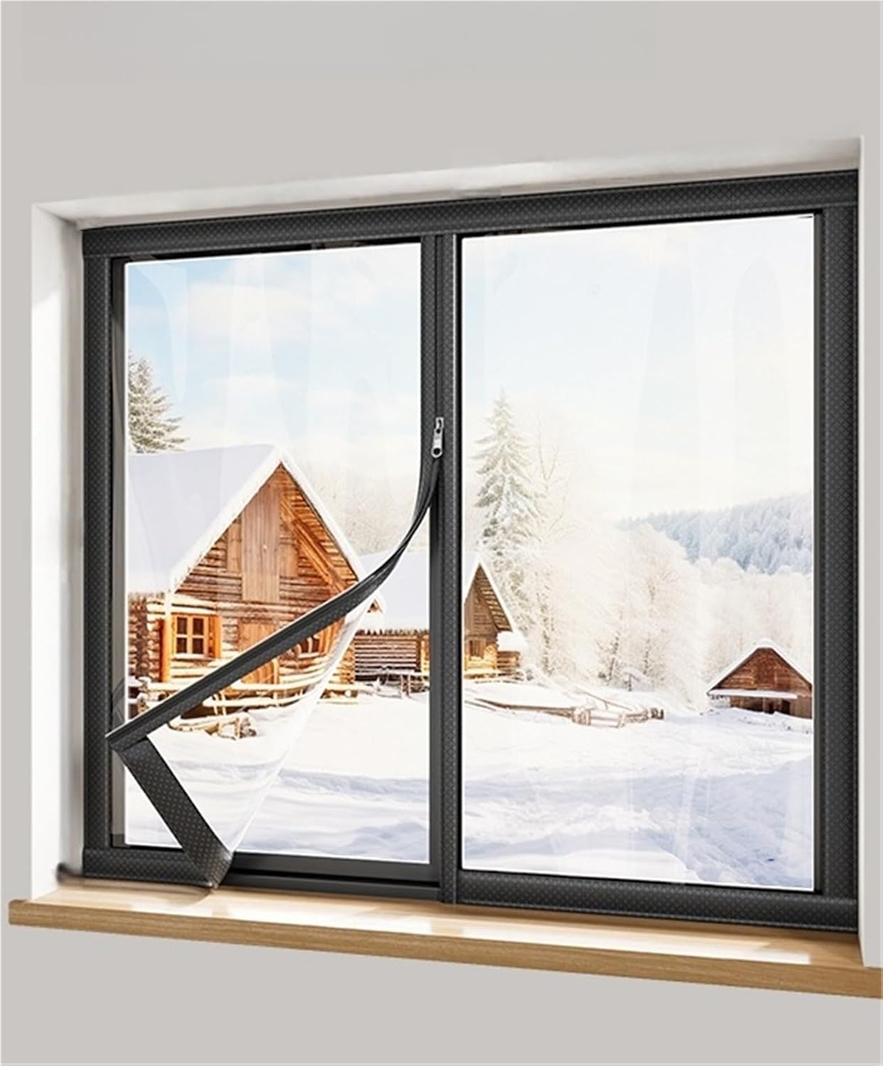 Weatherproofing Window Insulation Kit,Thickened Window Insulation Film for Winter,Reusable Window Thermal Cover Insulating Curtains,for Balcony,Kitchen