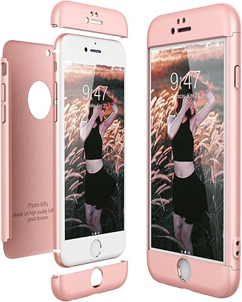 CE-Link Funda para Apple iPhone 6 6S Rigida 360 Grados Integral, Carcasa iPhone 6 Silicona Snap On Dise?o Antigolpes Choque Absorci?n, iPhone 6S Case Bumper 3 en 1 Estructura - Oro Rosa