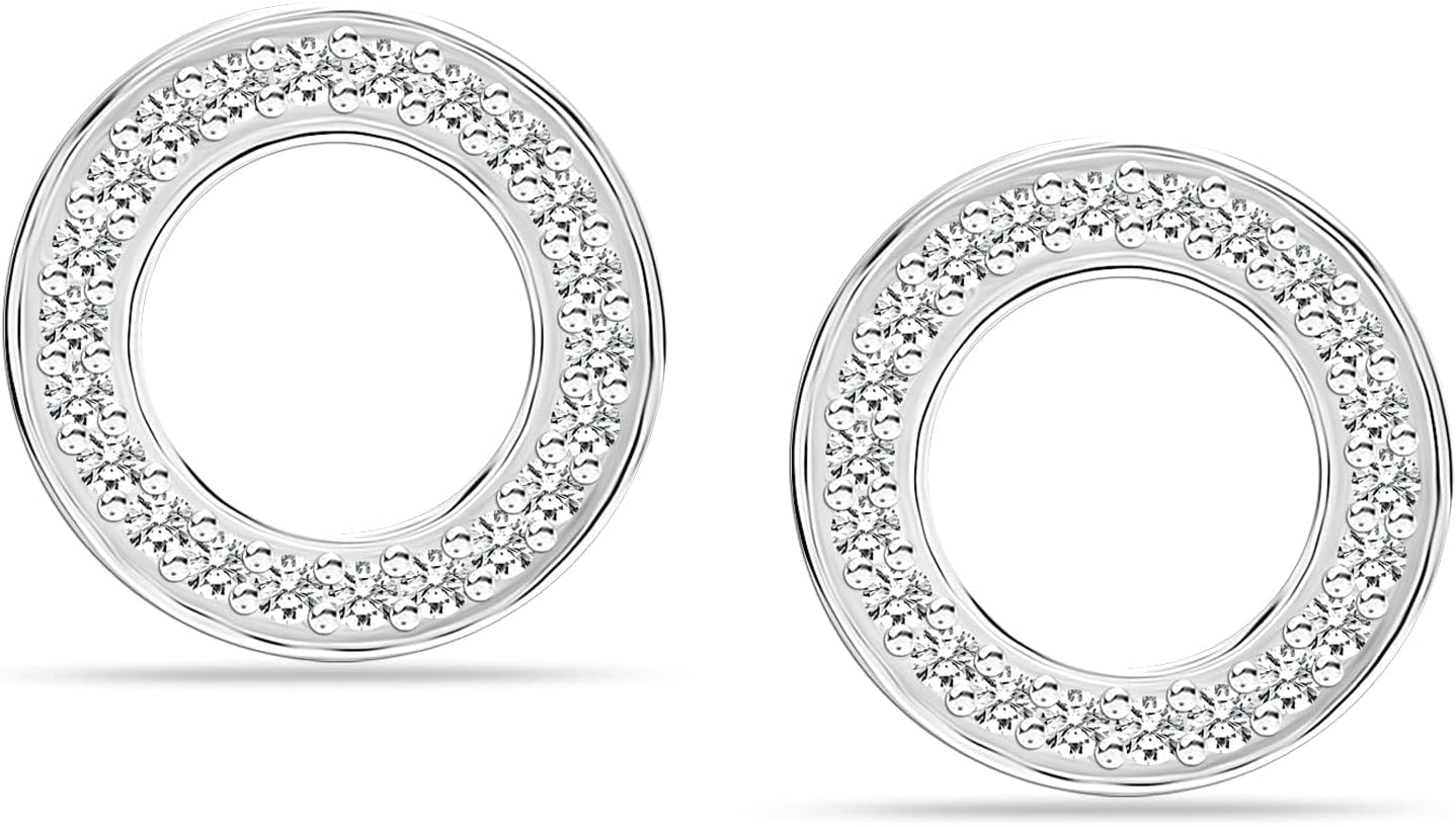 LeCalla 925 Sterling Silver Men's CZ Earrings | Lightweight Cubic Zirconia Open Circle Stud Earring 10MM