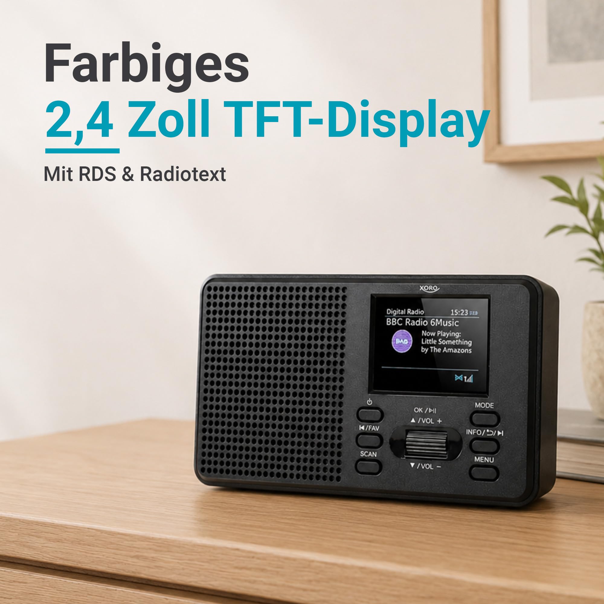 XORO DAB 142 Tragbares DAB+/UKW Radio, Bluetooth, 2,4 Zoll Farbdisplay