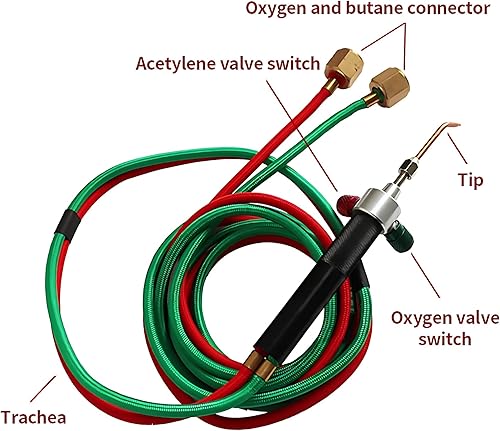 Miniatura 2 de Linterna de soldadura con 5 puntas para cilindros y mangueras de oxígeno, mini soplete de gas portátil para reparación de joyas, mini soplete de