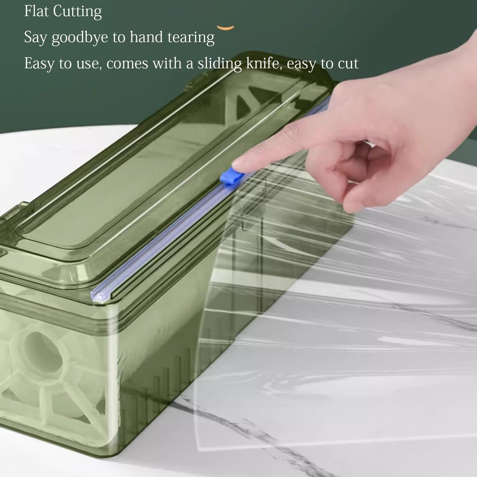Dispensador De Envolturas De Plástico con Cortador, Cortador Ajustable Reutilizable De Film Transparente Apto para Supermercados, Cocinas, Envasado De Frutas Y Verduras(A+Plastic Wrap 300m)