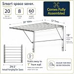 Smartsome | Support mural Assemblage de séchage des vêtements 30" Large 20 Capacité des pieds linéaires 8 Barres en acier inoxydable rond lisse 60 lb Capacité entièrement assemblé