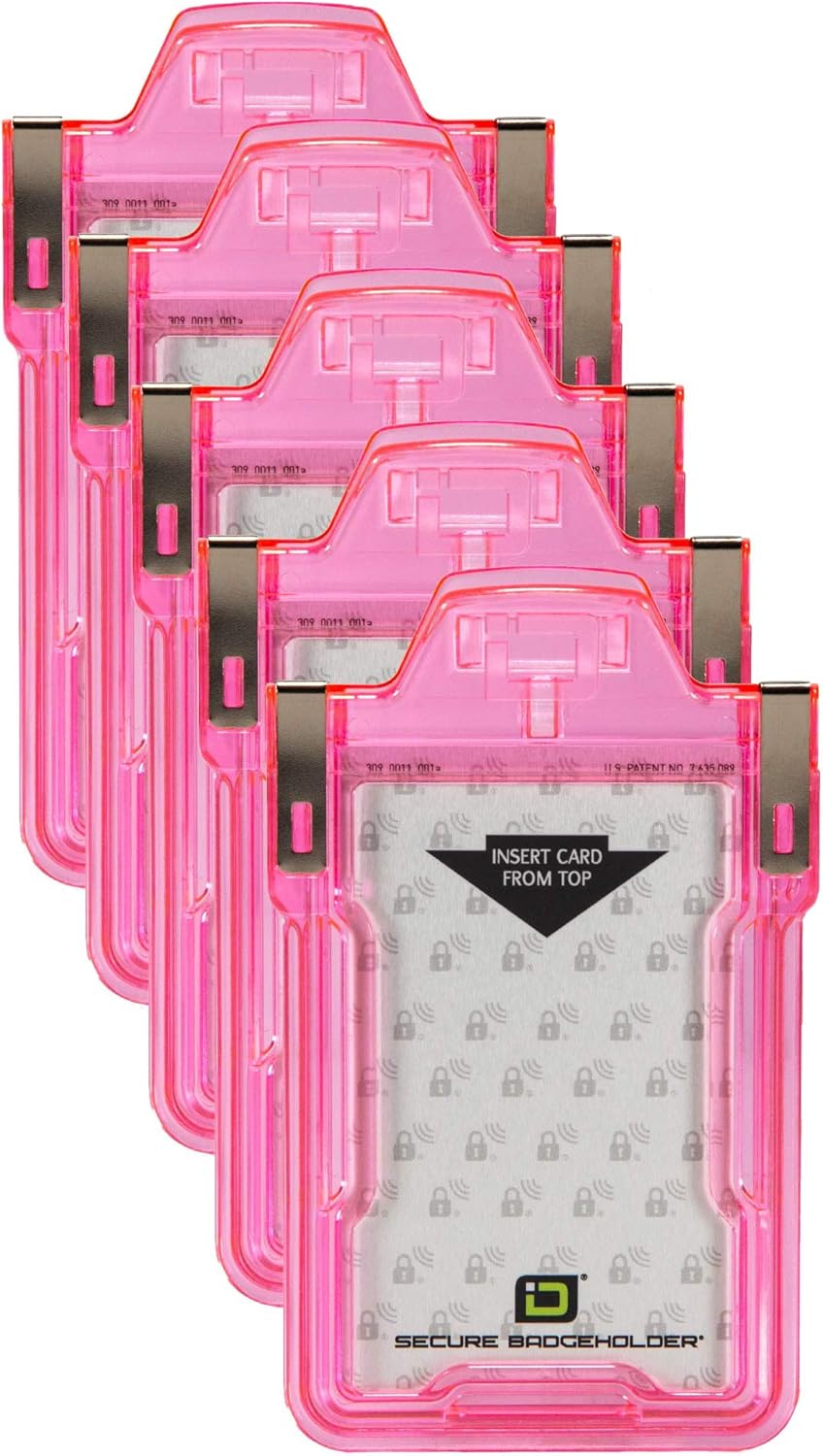 Amazon.com : Identity Stronghold - Pack of 5 - Secure RFID Badge Holder ...