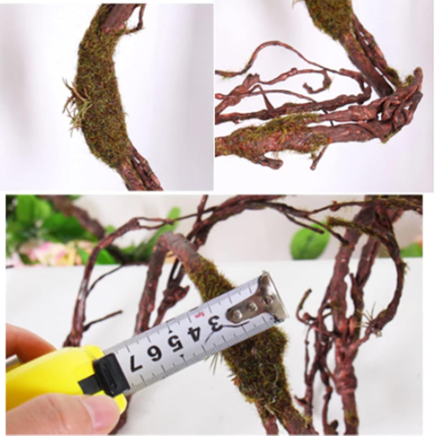 98in Bendable Wall Hanging Artificial Cherry Blossom Tree Vines Fake Reptile Plants Branches Twigs Trunk Garland for 3D Outdoor Bedroom Garden Home Background Halloween X'Mas Decoration