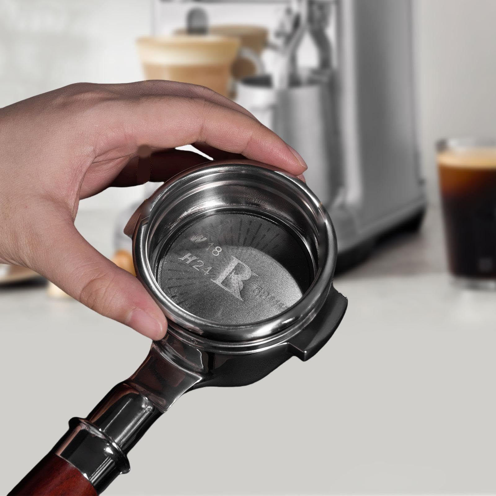 Qianly Filtro de Café Cesta de Filtro Presurizado Portafiltro de Acero Inoxidable Diseño Antigoteo Fácil de Limpiar Adecuado para Hogar Restaurante Bar, 24 Gramos, tal como se describe