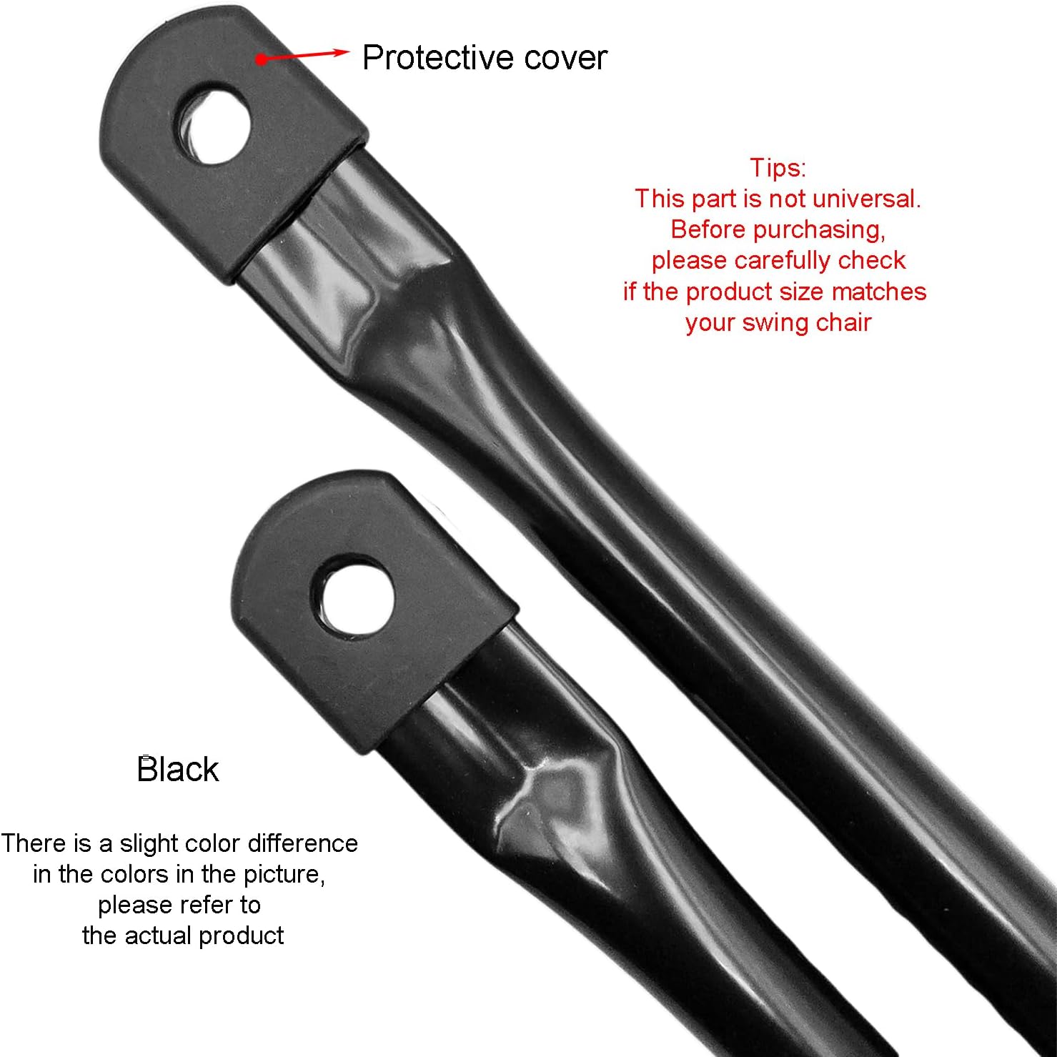 27.5” Garden Swing Replacement Rods Black, 70cm Round Metal Hanging Rods for Garden Swing Seat(2PCS/CTN)