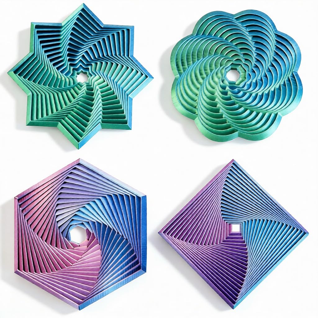 3D Printed Fidget Toy 4Pcs Fractal Fidget Hexagon 3D Sensory Fidget Toys Small Fidget Toys for Adults Kids Colorful 3D Star Fidget Toy for Anti-Anxiety & Stress Relief Home Office Calm