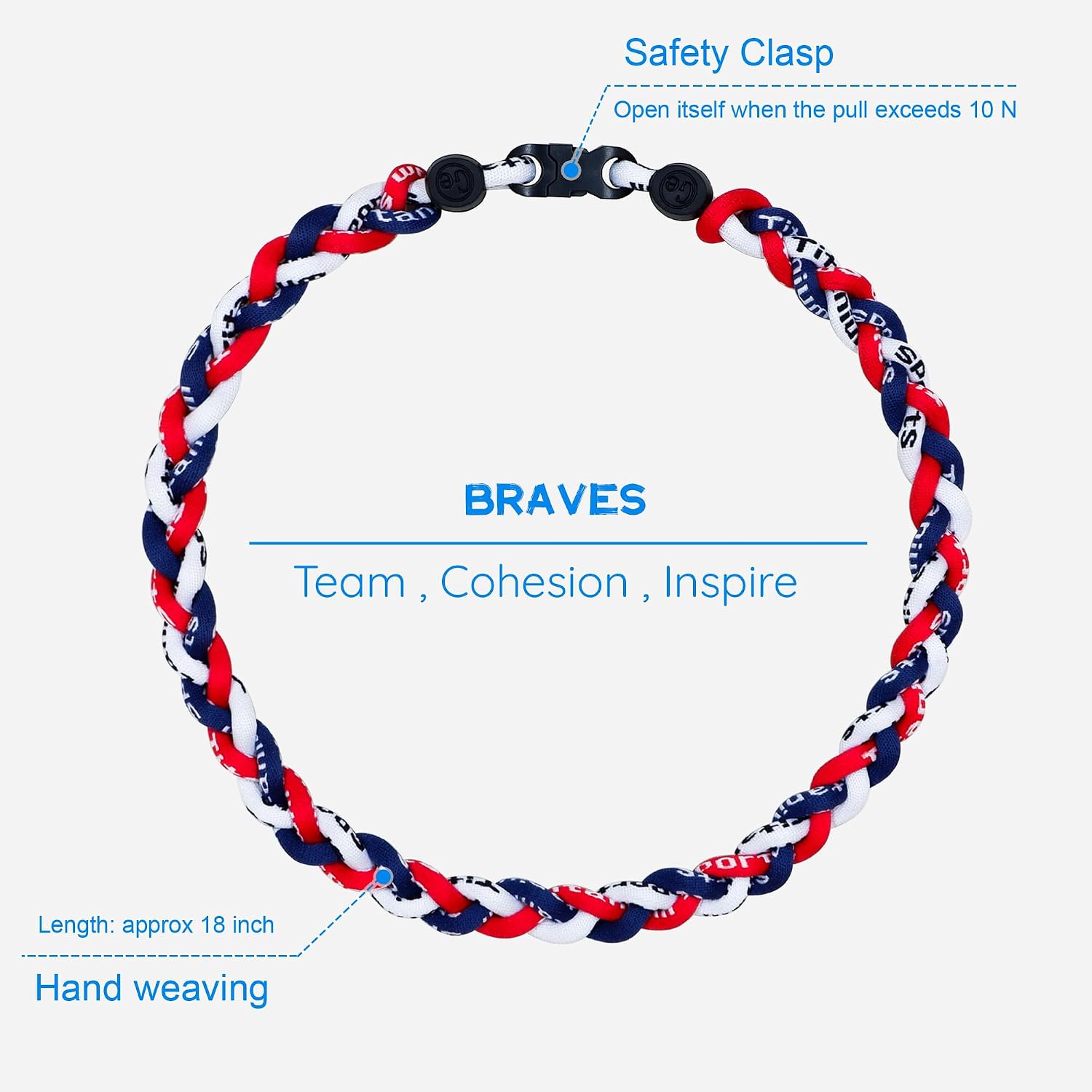 Baseball Rope Necklaces, League Team Colors Braided Necklace, Baseball Team Gifts image 2