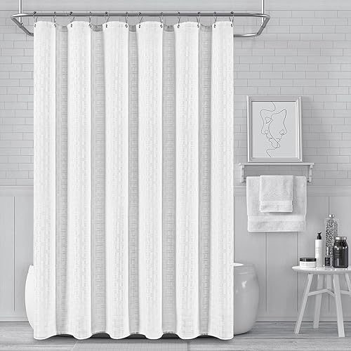Cortina de ducha impermeable de 60 pulgadas, cortina de ducha resistente para baño, lavable a máquina, 230GSM, cortinas de ducha modernas con 10
