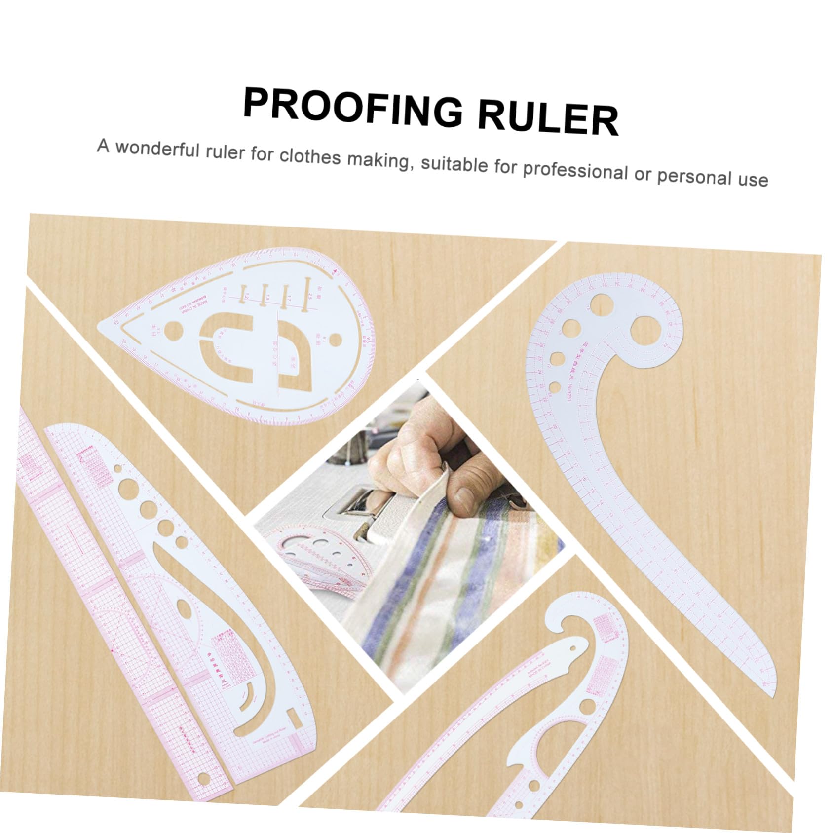 Multifunktionales mit Klarer Skala aus Pet Schneiderlineal Satz zur Vereinfachung der Schneiderei in Rosa Geeignet für Nähen und Bekleidungsherstellung