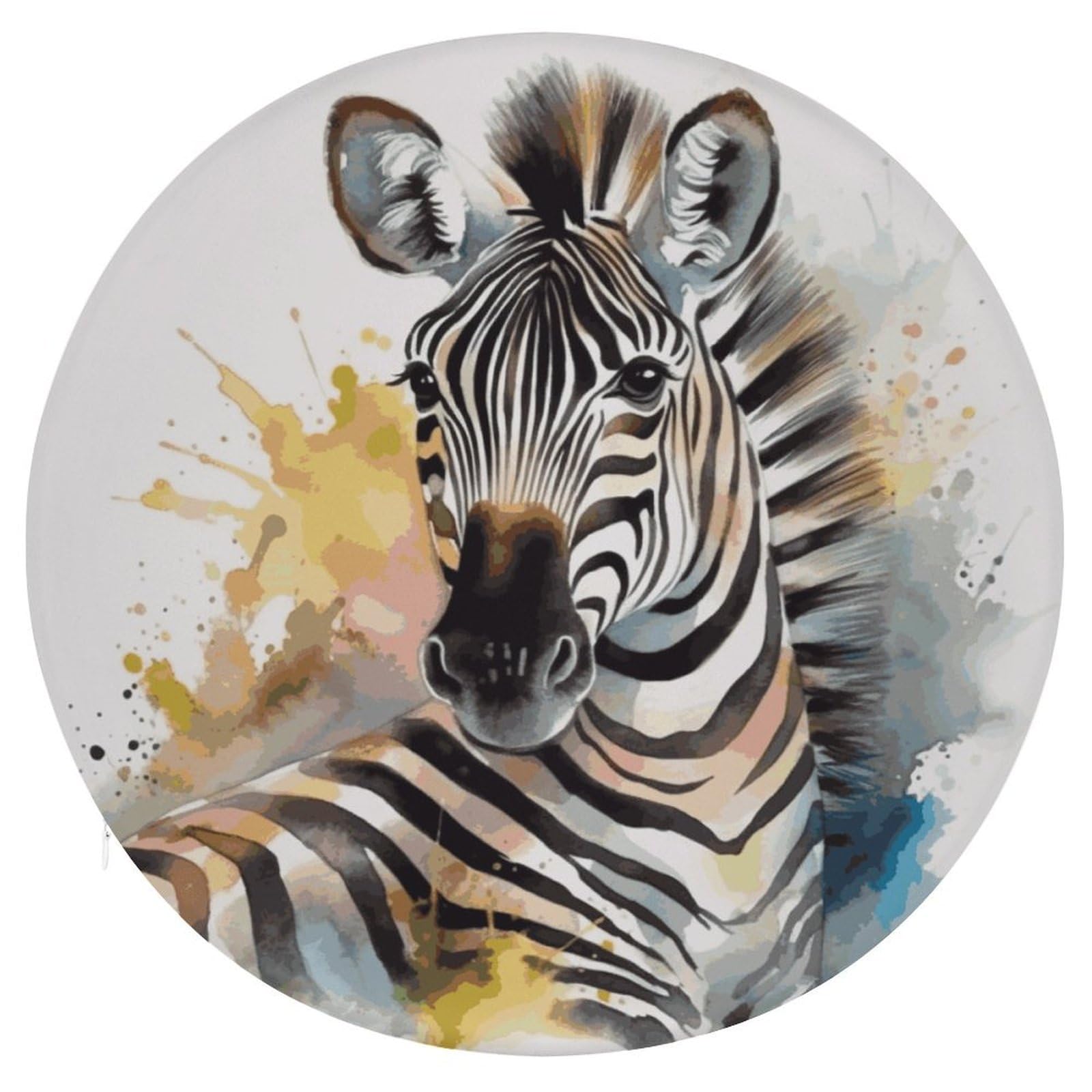 FekiLoot Cute Zebra Watercolor Seat Cushion Comfort Memory Foam Seat Cushion Chair Pad Soft Round Stool Cushion Chair Cushion Removable Washable Cover for Home Office Outdoor Bistro 15.35 Inch