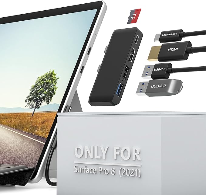 Surface Pro 8 USB C Hub Adapter with 4K HDMI, USB 4.0