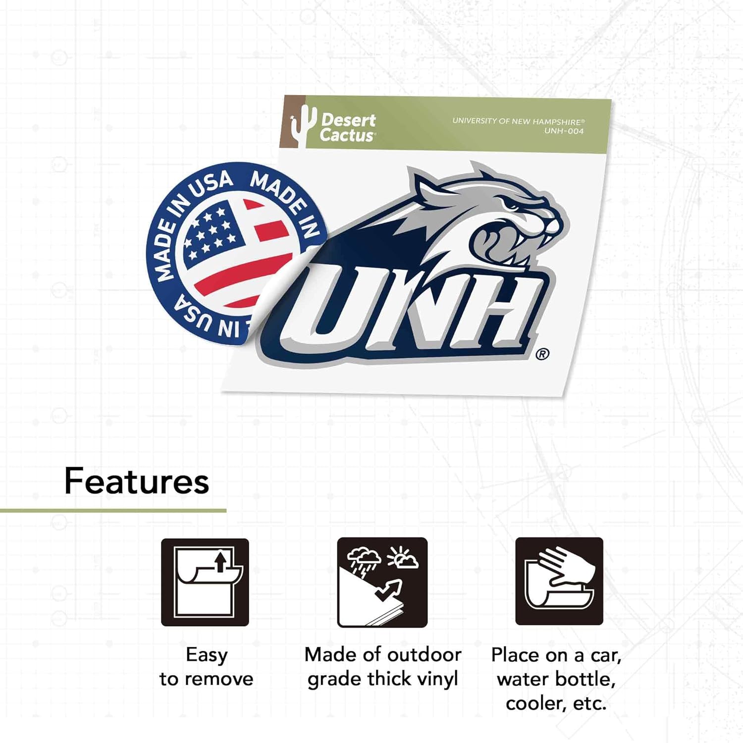 Desert Cactus University of New Hampshire Sticker UNH Wildcats Vinyl Decal Laptop Water Bottle Car Scrapbook (IND 004) - Image 4