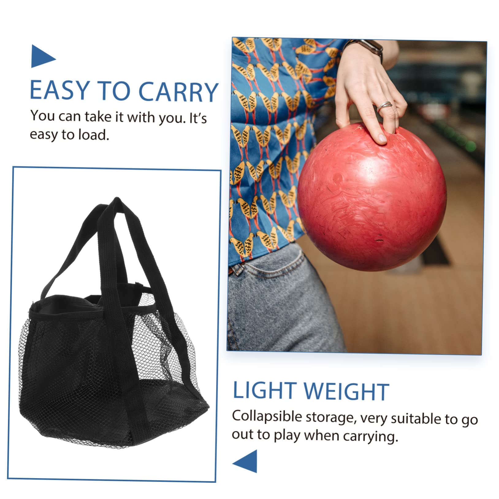 Bowling-Einkaufstasche Balltasche Sportball -Tasche Bowlingtasche Sporttasche Im Mesh-Design Bälle Tasche Bowling -Bag -Rucksack Bowlingzubehör Reisen Oxford-Stoff Schwarz