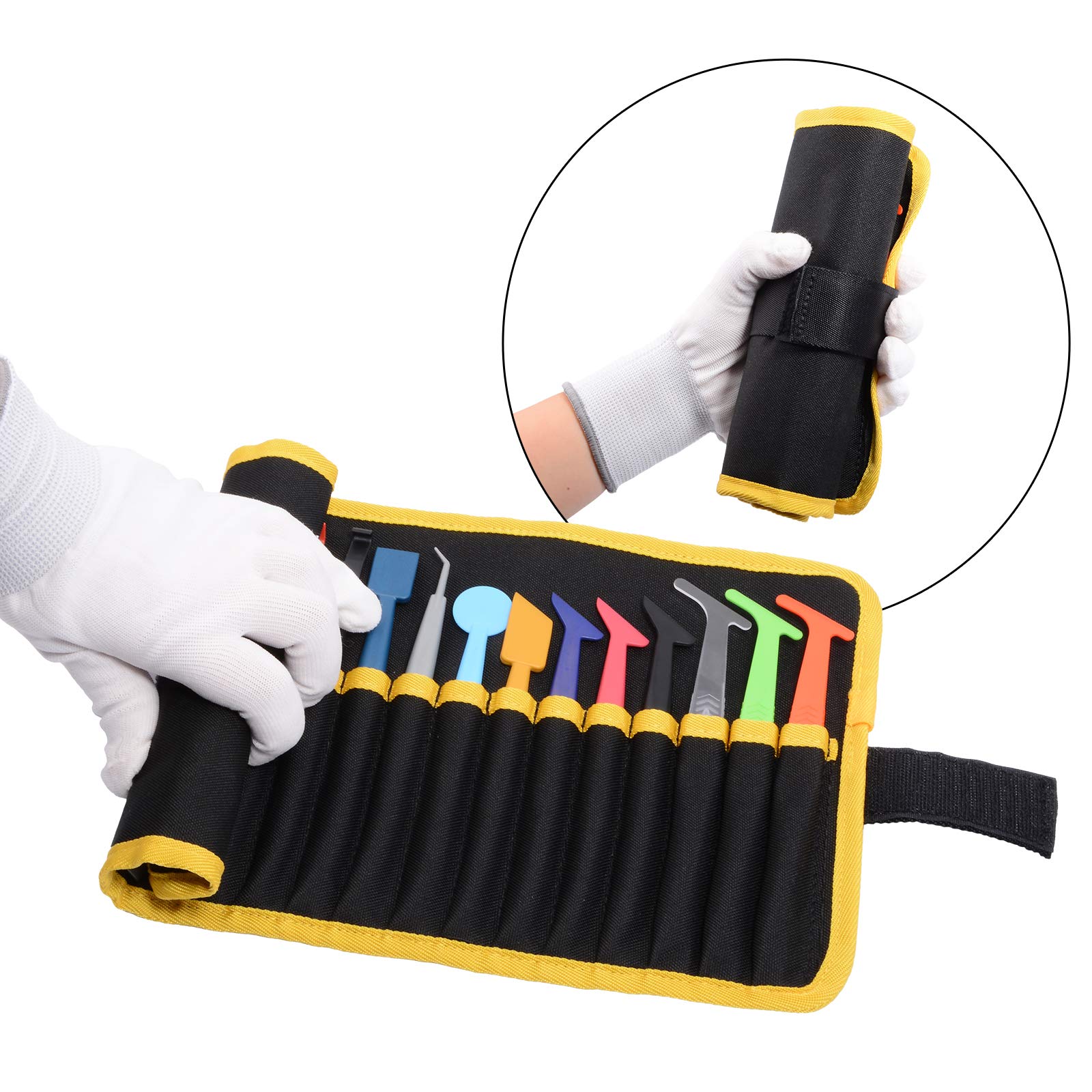 Autofolie Wrap Stick Micro Mini Rakel Set mit Microfaser Kante für Folierungs Installation Werkzeug