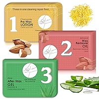 Vista 1 de Kit de cuidado de la piel antes y después de encerar, limpiador previo a la cera de manzanilla, aceite removedor de cera de almendras, gel de cera