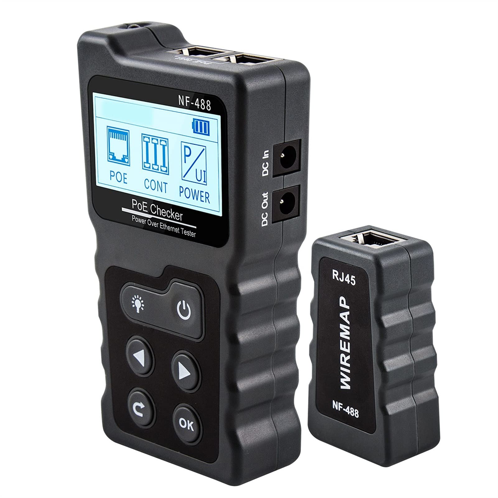 Detector de pared, Probador de cable de red CAT5 CAT6 LAN Cable POE Detector de prueba de interruptores LCD Pantalla Digital Ethernet Cable Teser Tool