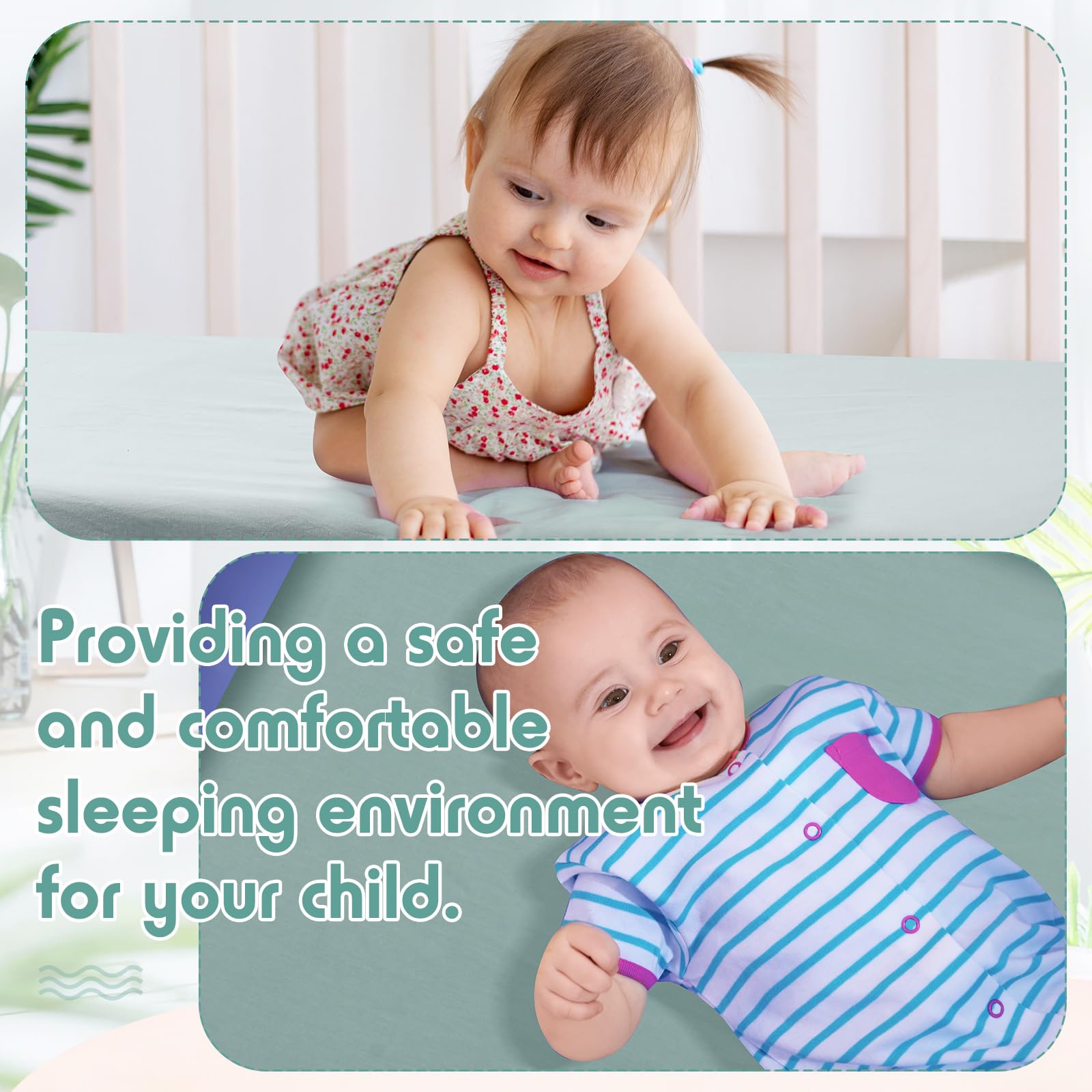 VitalCozy 20 lenzuola con angoli per culla in cotone naturale, per bambini e bambine, in microfibra traspirante, per culla standard, tappetino per pisolino, 61 x 121 cm (colore chiaro)
