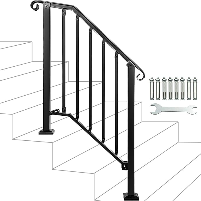 Buy Adjustable Handrail, Handrail Picket Fits 2 or 3 Steps, Mattle