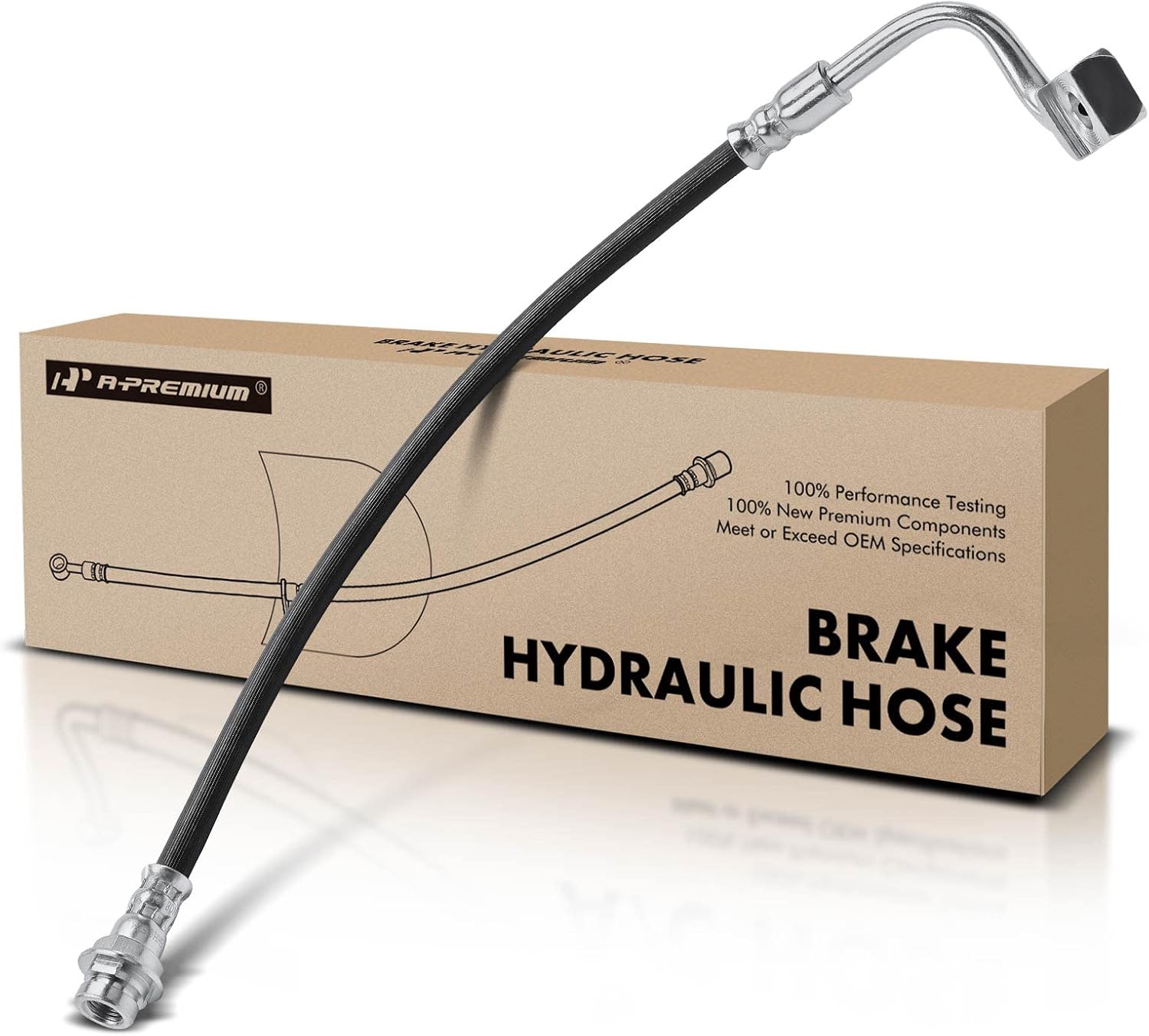 A-Premium Front Passenger Brake Hydraulic Hose Compatible with Select Chevy Models - Impala 2006-2013, Impala Limited 2014-2016, Monte Carlo 2006-2007 - Replace# 15242631