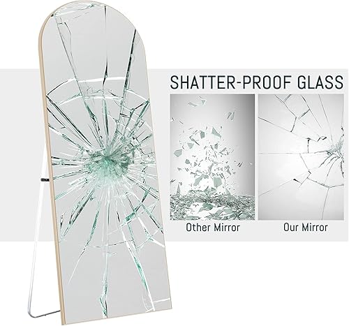 Miniatura 4 de NeuType Espejo arqueado de longitud completa de 64 x 21 pulgadas espejo grande arqueado con soporte espejo montado en la pared espejo grande de