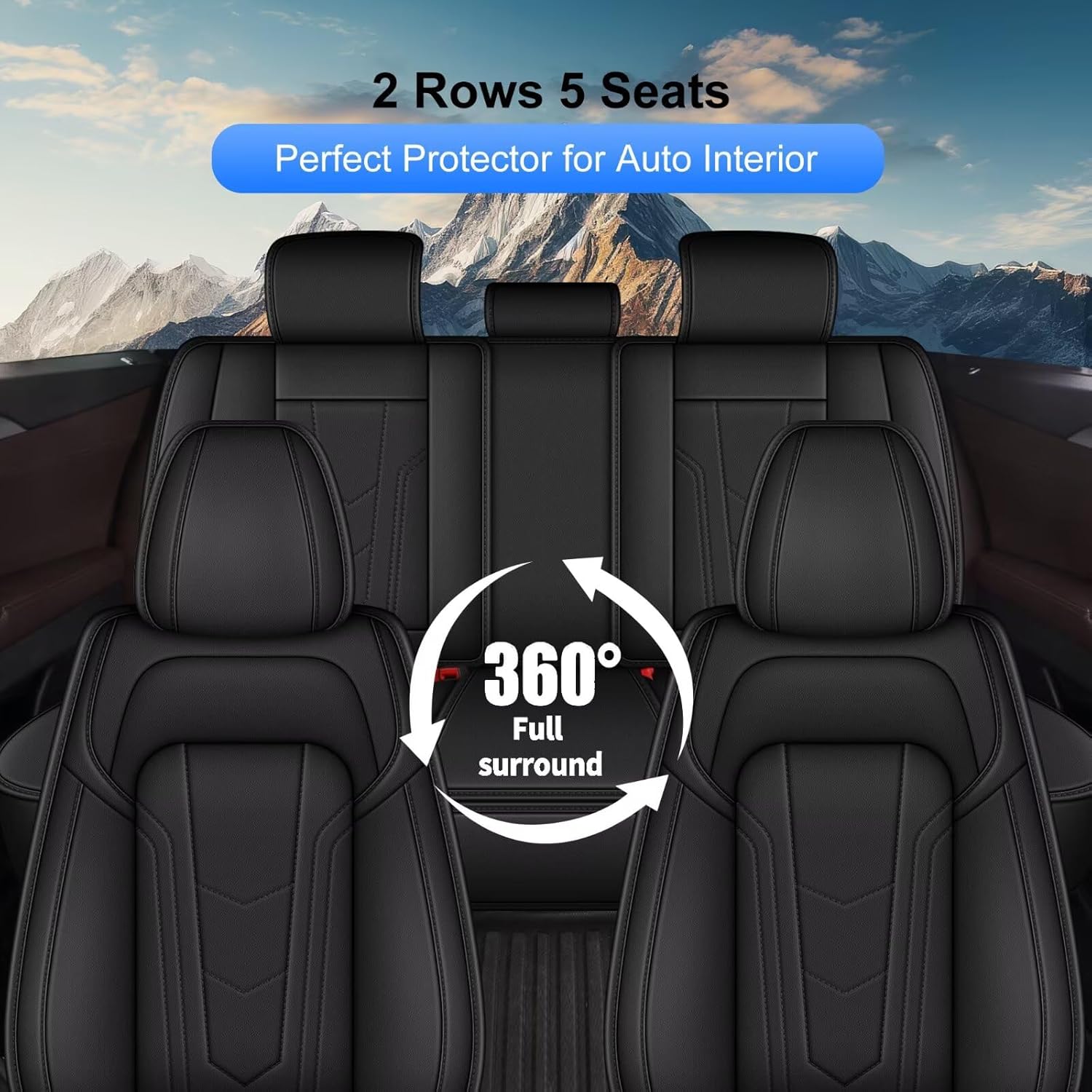Full Set Seat Covers Fit for Mazda CX-90 2024-2026, Premium Leather Car Seat Covers, Waterproof & Airbag-Compatible Seat Cushion Automotive Seat Protectors(5 Seats, Black)
