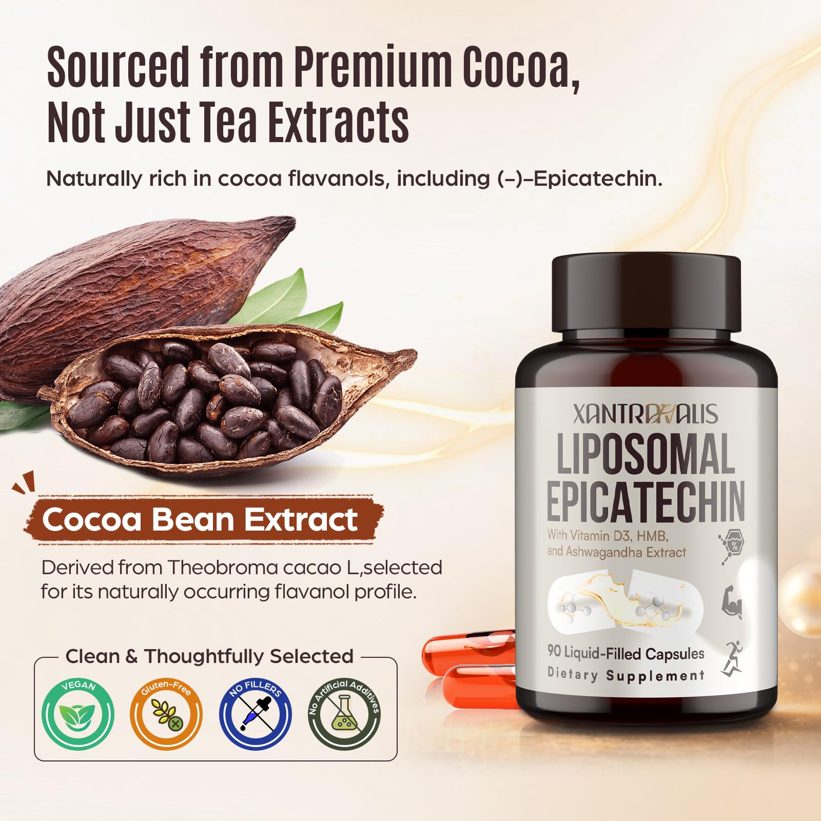 Liposomal Epicatechin Supplement 1200mg - Advanced Formula with Vitamin D3, HMB & Ashwagandha - for Nitric Oxide Production, Strength & Heart - High Absorption,90 Liquid Capsules — Amazon image 4