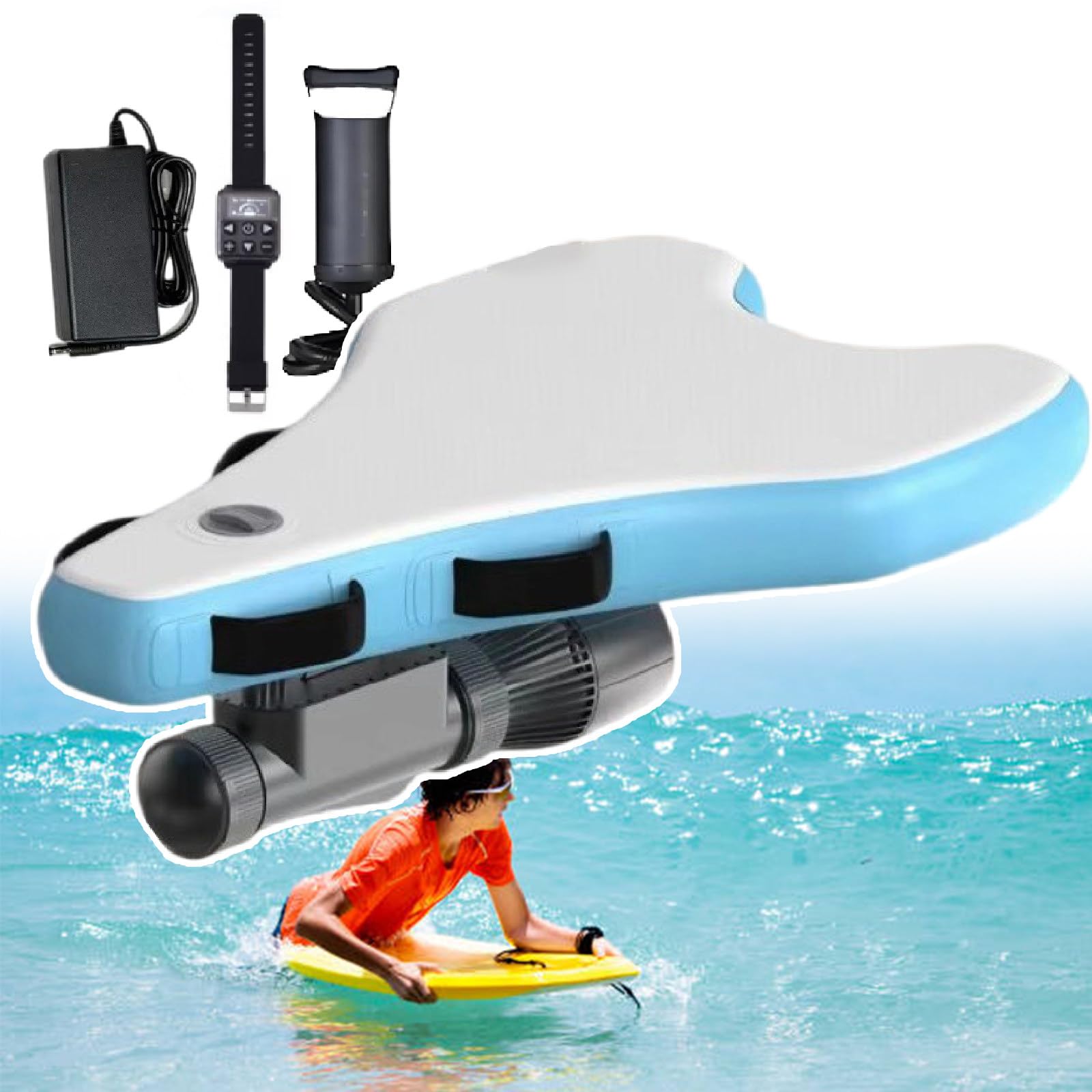 Kit 2 En 1 De Scooter Submarino Y Bodyboard / Propulsor Sin Escobillas De 500 W, 3-10 Km/H (1,87-6,2 Mph), Batería De 10000 Mah, 9 Marchas, Para Paddle Surf, Snorkel Y Natación Bodyboard+Thruster