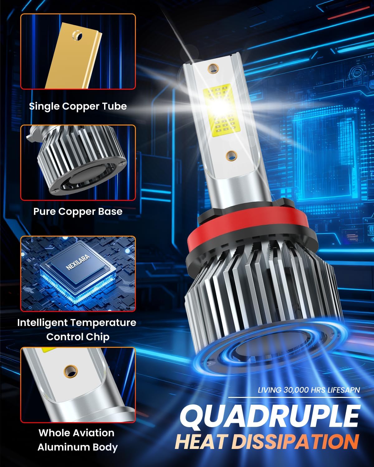 Compatible for Nissan altima 2007-2018 Vehicle Front Driving Light Bulbs,Ultra Bright 6000K White Light,Enhanced Visibility,Direct Installation,Pack of 6