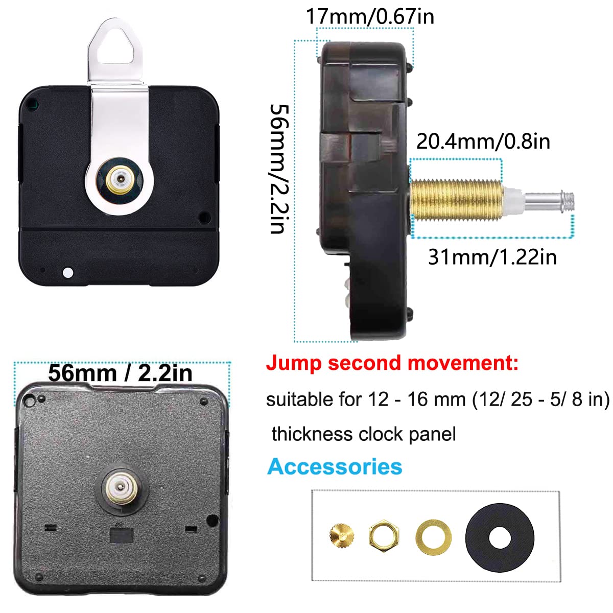 Mécanisme D'horloge Murale à Quartz Couple élevé – Avec 2 Jeux D'aiguilles Longues – Pour Horloges DIY Ou Remplacement – Fonctionne Sur Pile
