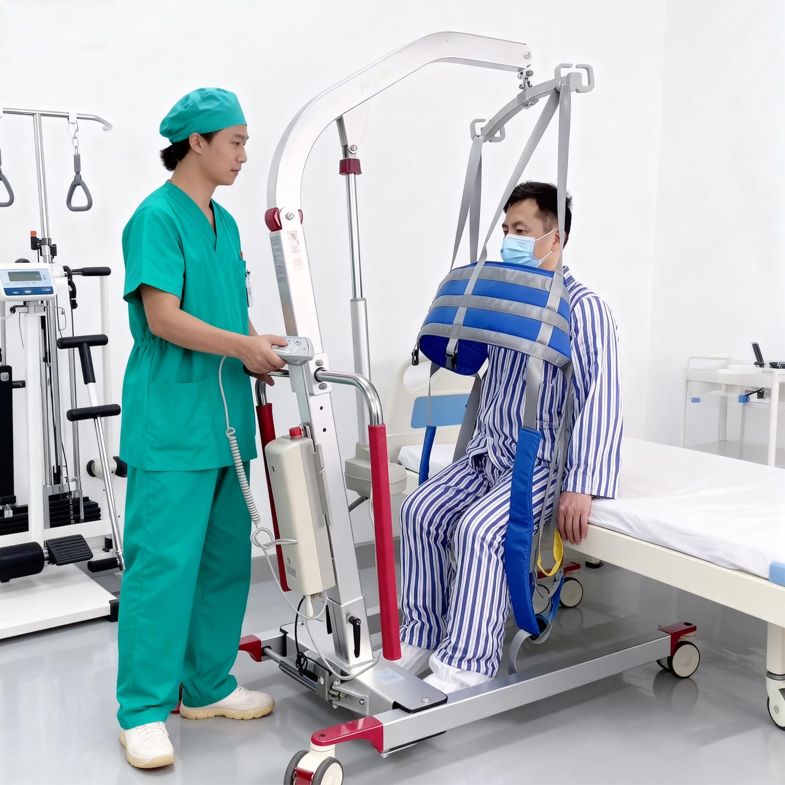 Arneses Para Grúas Pacientes, Arnés Asistencia Para Transferencia De Pacientes Ajuste Altura 4 Niveles Compatible Con La Mayoría De Las Ayudas Y Dispositivos Movilidad Peso Máximo: 230 Kg (L)