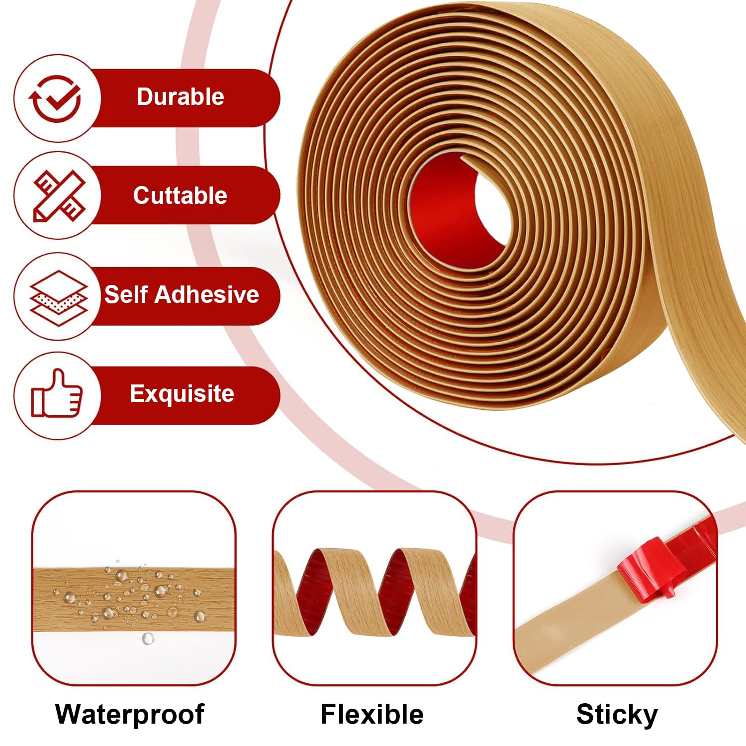 Listwa progowa do podłóg laminowanych, 5 cm listwa progowa z PVC, samoprzylepna listwa progowa, listwa progowa do drzwi, listwa progowa do łączenia szczelin podłogowych (Aspen Żółty, 2 m)