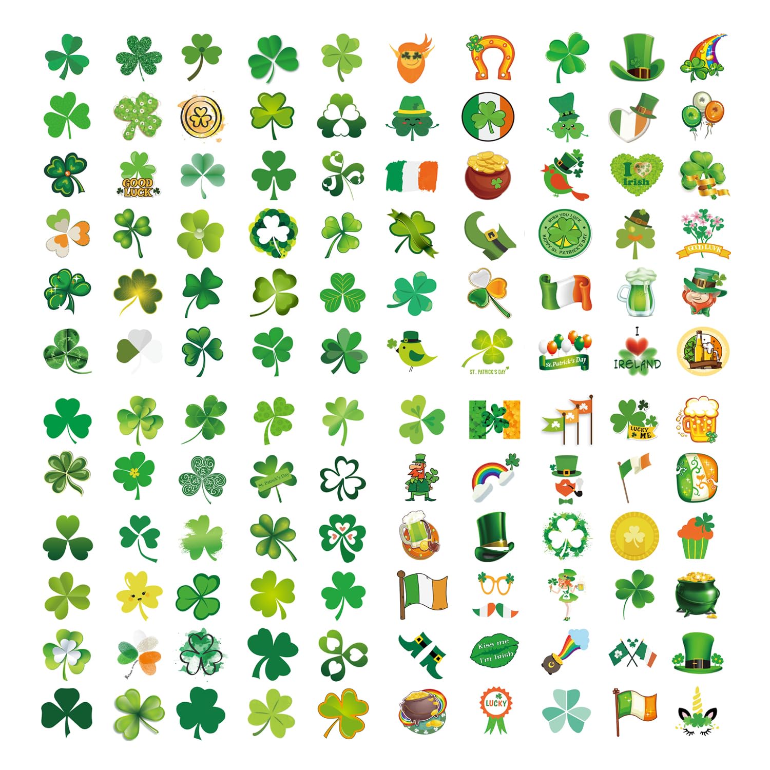 NIDHFG 120 Pieces Of Clover Stickers, Party Gift Stickers, Cartoon Stickers, Creative Stickers, Decorative Stickers