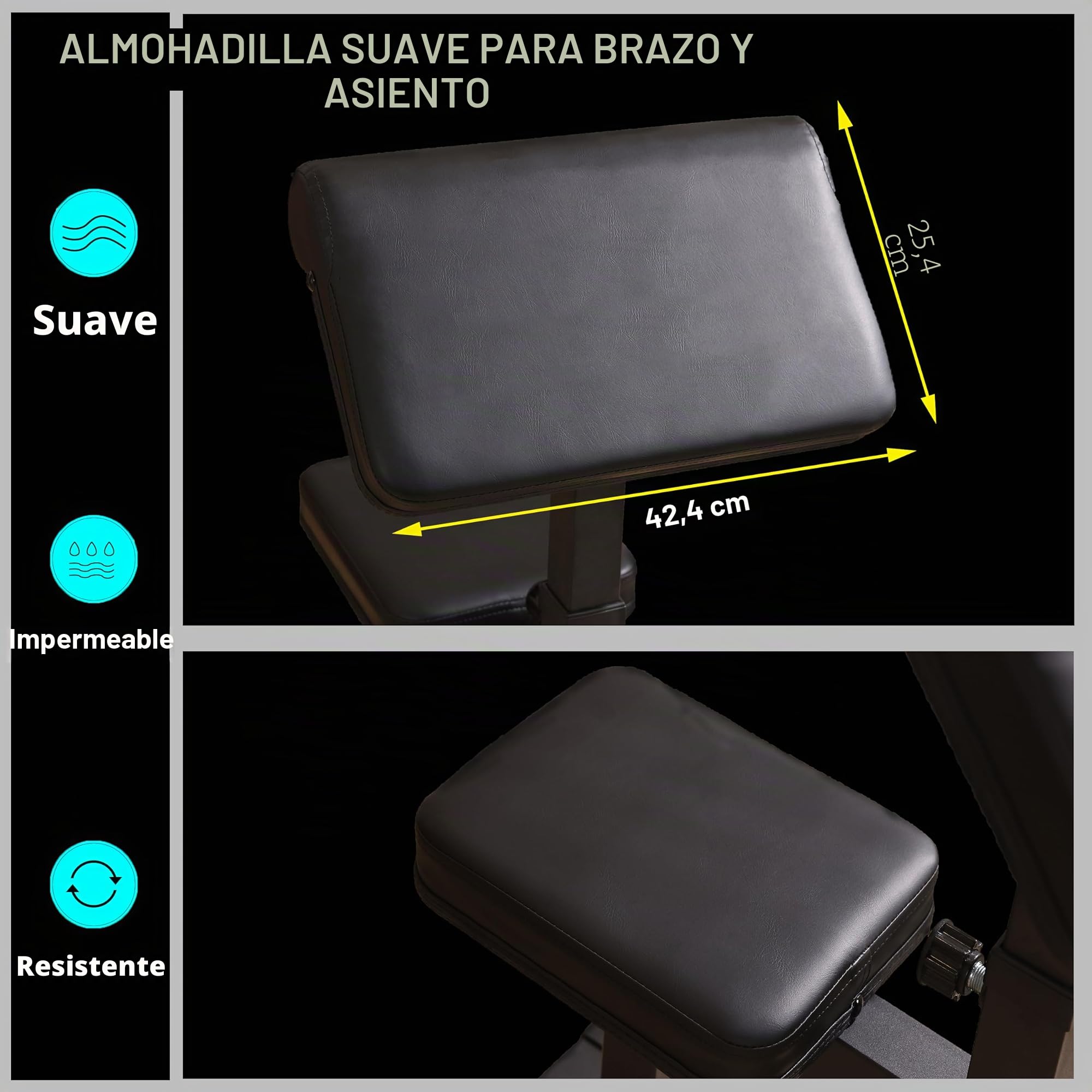 Banco de Fitness Negro Ajustable para Preacher Curl de Brazos, Máquina de Curl de Bíceps y Tríceps, Estación de Pesas Aislada para Entrenamiento de Fuerza Sentado para Gimnasio en Casa
