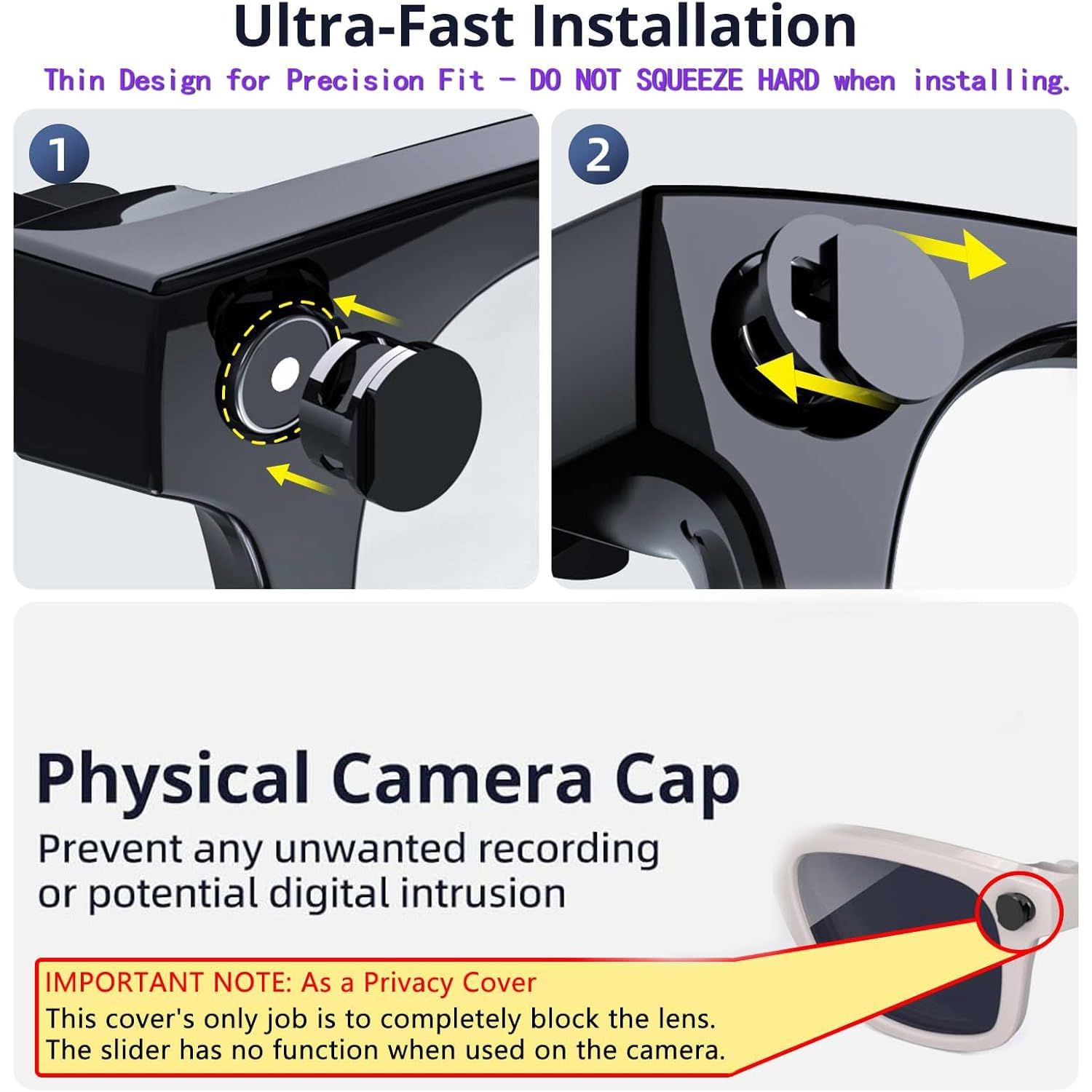 Confezione da 2 copri-flash per meta-occhiali, bloccanti LED compatibili con Ray-Ban Wayfarer (&Gen2), Skyler, Headliner, accessori per adesivi protettivi per meta-obiettivo (2)