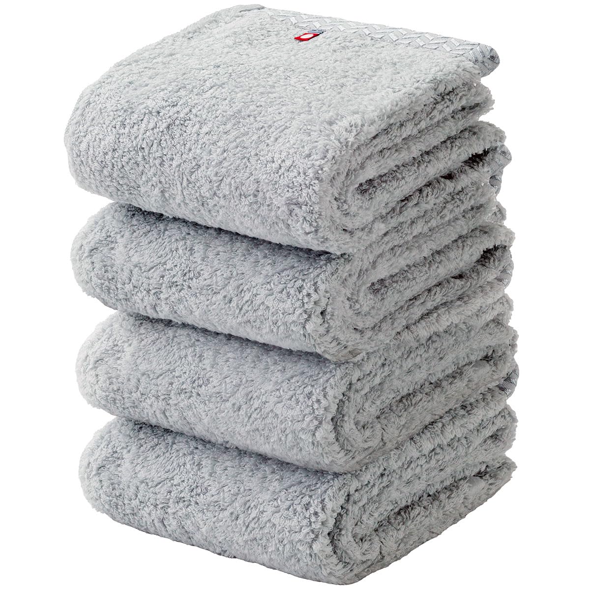 Imabari Towel, Long Face Towel, Imabari, 100% Cotton, Set of 4, Premium Luxury Long Pile Soft Twist Yarns, Gray, Ultra Thick, Hair Drying Towel, Big Face Towel, Long, Fluffy, Quick Drying, Instant