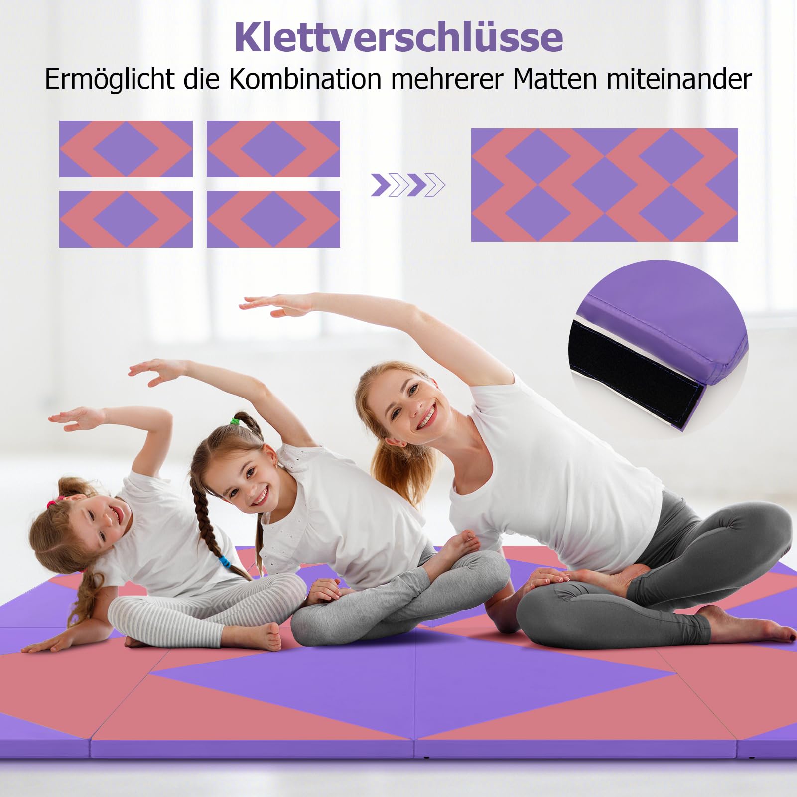 COSTWAY Weichbodenmatte klappbar,240 x 120/300 x 120cm Gymnastikmatte tragbar, Yogamatte Turnmatte Klappmatte Fitnessmatte
