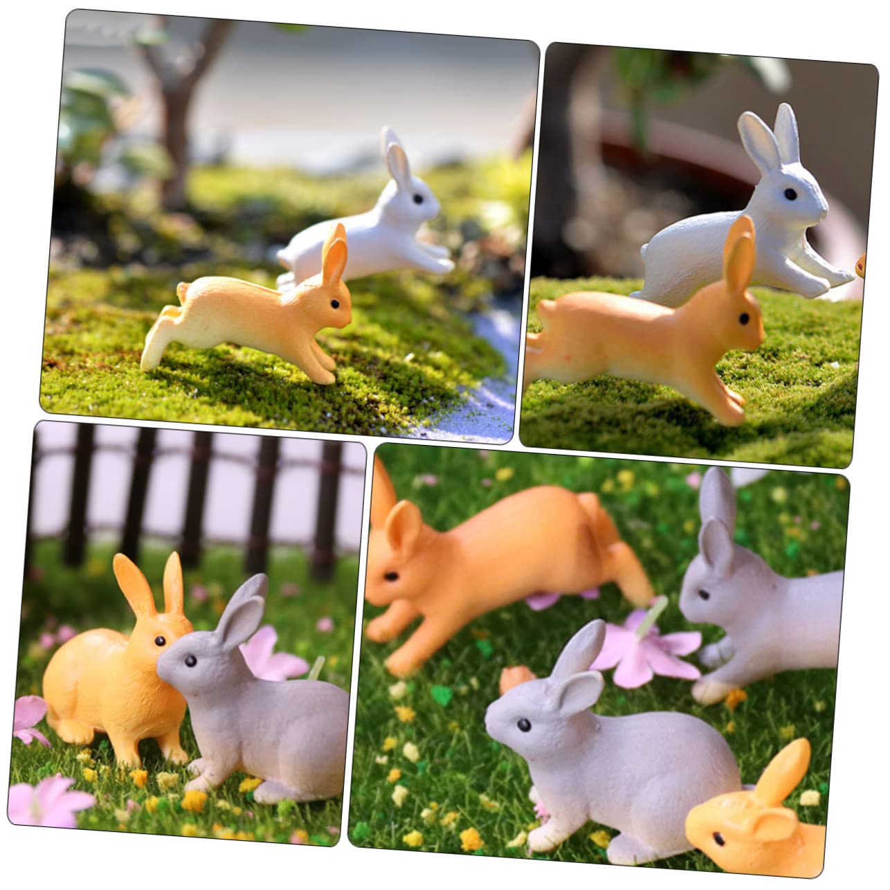 ウサギ 置物 ミニチュア アニマル マスコット ウサギ 置物 4個 ミニ 樹脂 Amazon.co.jp: Parliky 4個樹脂製ウサギの置物 ガーデンオーナメント