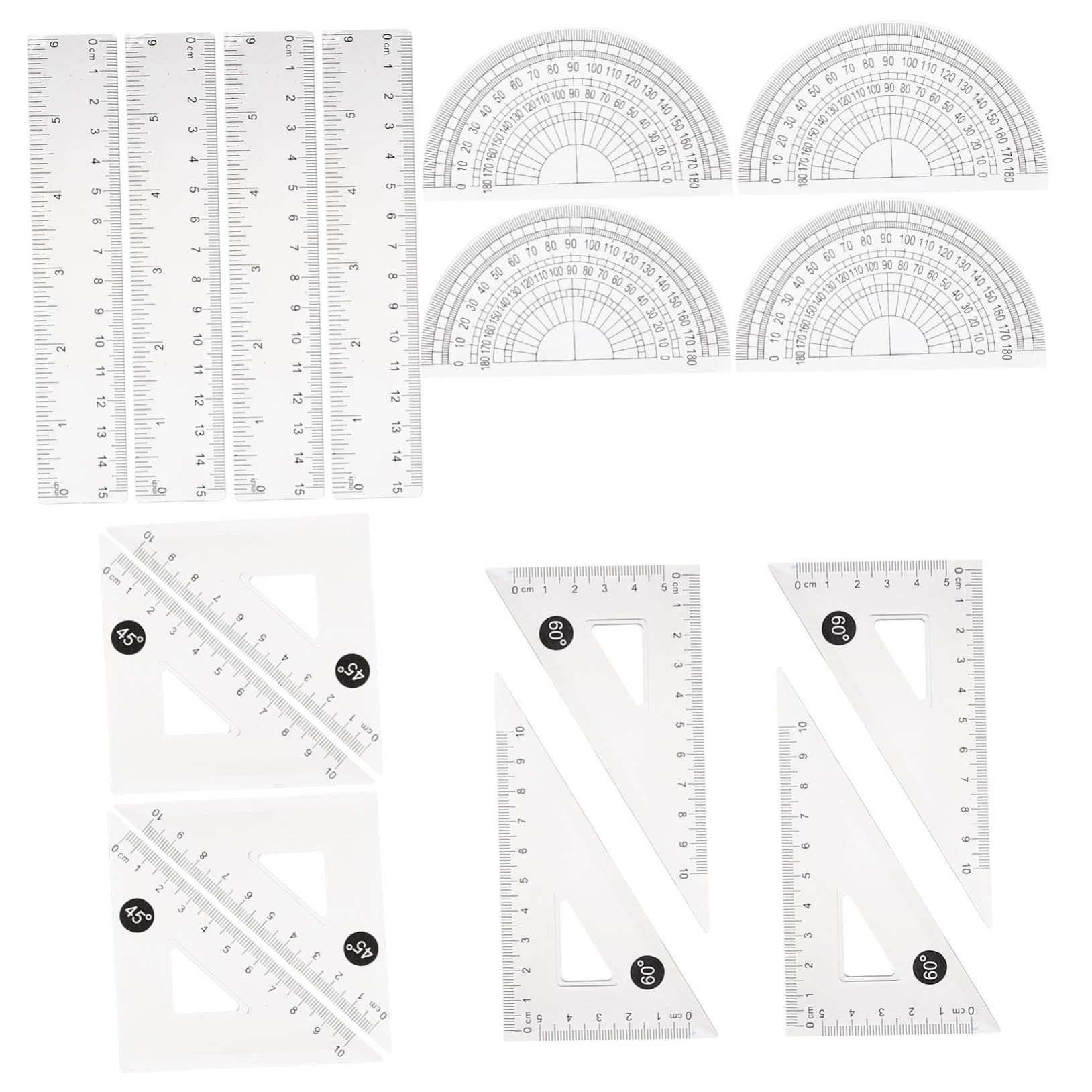 VILLCASE 20 Set Righello trasparente da 15 cm Kit di misurazione - Righello ergonomico kit plastigauge righello del triangolo di disegno kit da disegno professionale fornitura scolastica