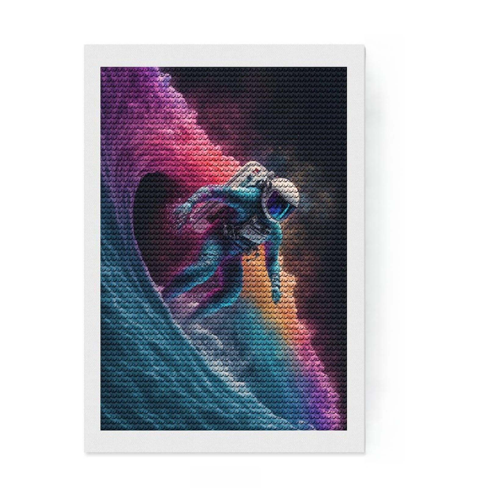 Junmoney Astronaut Wave Surfer Round Drill Diamond Painting 8"x12", for Women, Fun Craft Experience, Bedroom Decor, Holiday Gift Idea