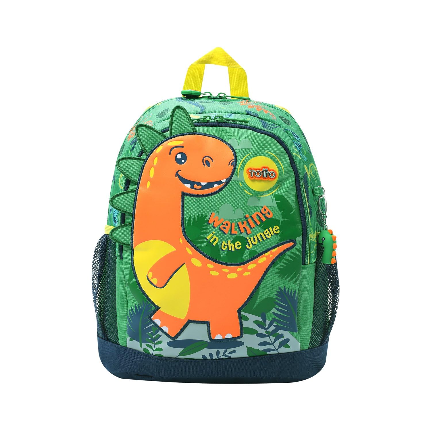 TOTTO Mochila Infantil, Modelo Dinomax M, Mochila Mediana, Capacidad 12 L, 2 Compartimentos, 2 Bolsillos para Botella, Organizador Interno, Correas Acolchadas, Resistente y Duradera, Color Verde