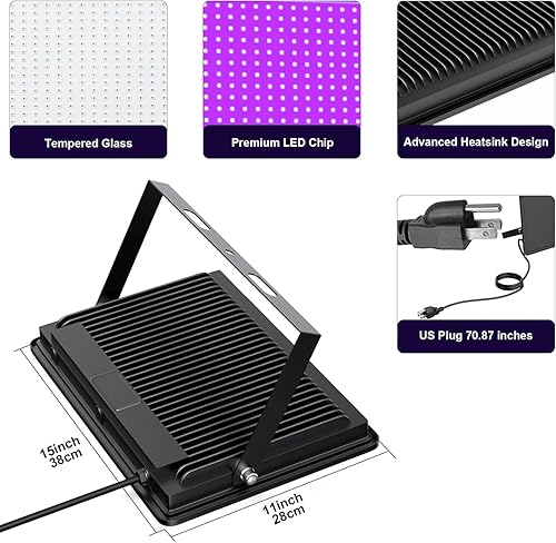 Miniatura 6 de Luces negras de Tansir de 300 W LED con enchufe (cable de 6 pies) para fiesta de Halloween, iluminación de escenario, acuario, pintura corporal,