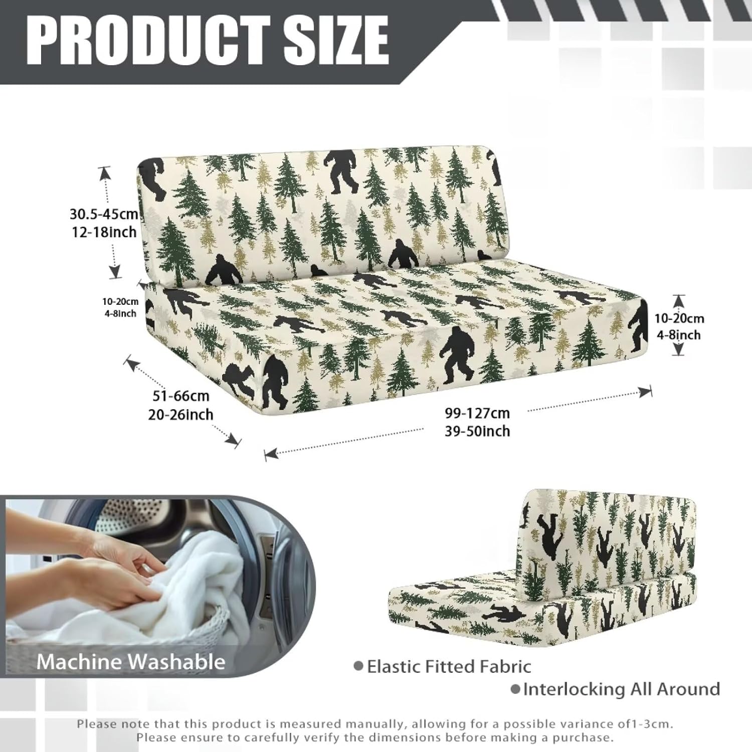 SEANATIVE Wild Man Forest RV Dinette Cushion Covers Stretch Camper Cushions Cover Replacement Couch Cushion Slipcovers Washable Loveseat Slipcovers for Travel Trailer Couch