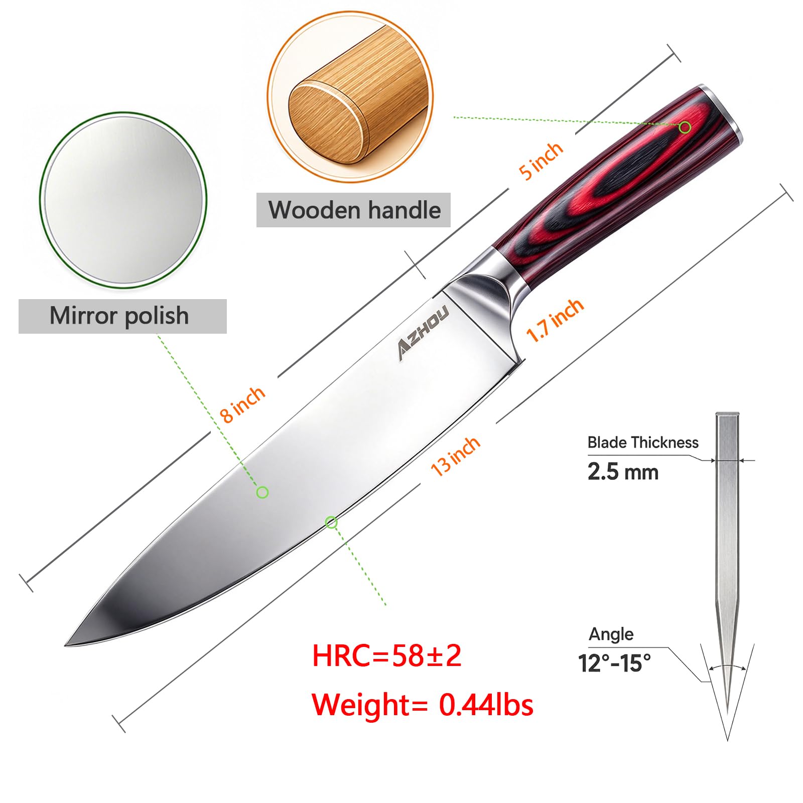 Azhou 8 Inch Chef Knife, HRC 58-60, Razor-Sharp & Long-Lasting — Amazon image 2