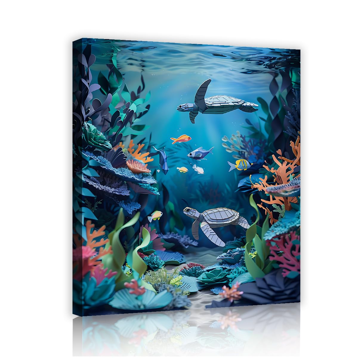 Meeresschildkröte Unterwasser Wandkunst tropische Wanddeko 65x85cm