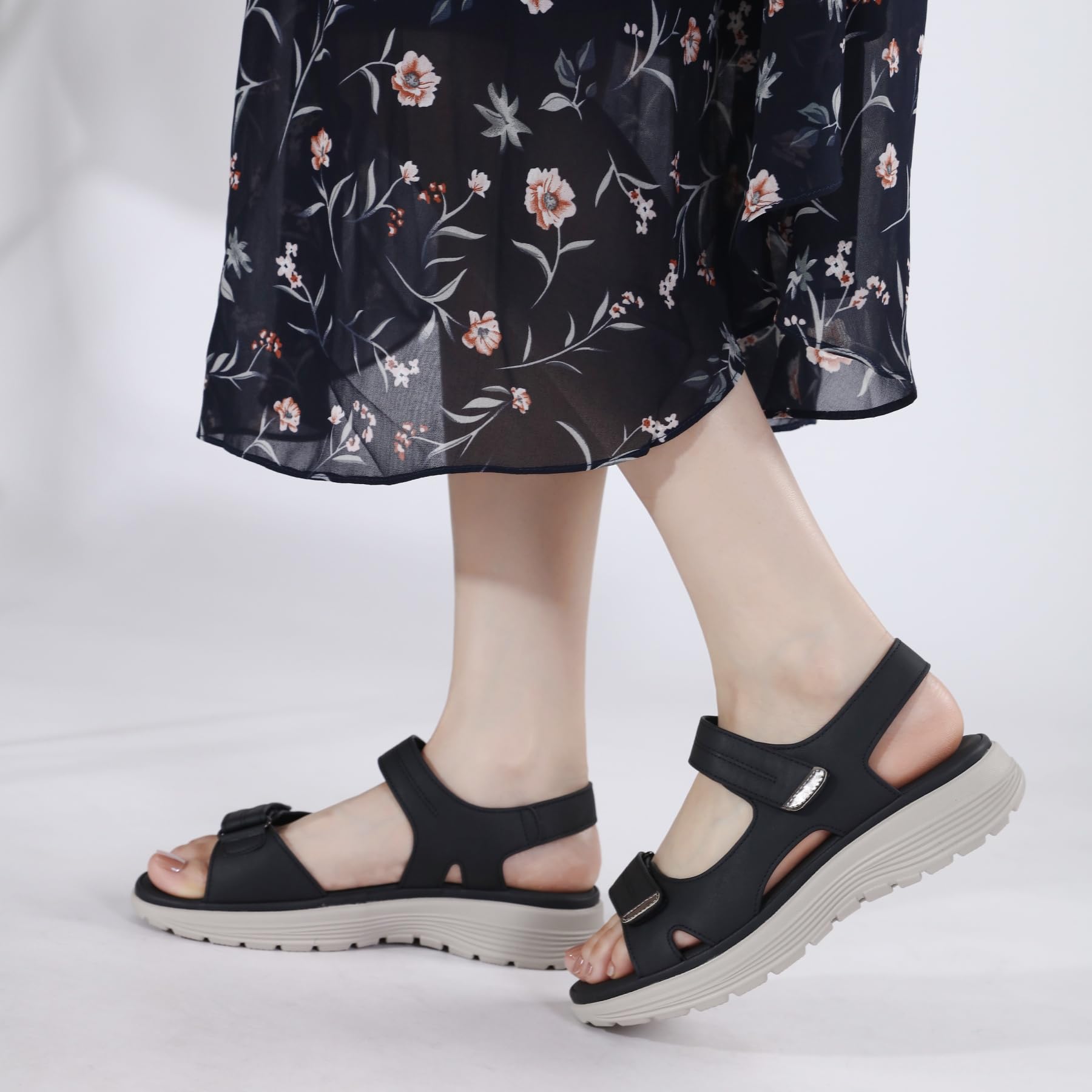 SMajong Sandali Donna Ortopedico con Adjustable Strappo Sandali Estivi Leggere Comode Cuoio Artificiale Sandali con Zeppa Vintage Moda Scarpe Versatili, 35-42 EU